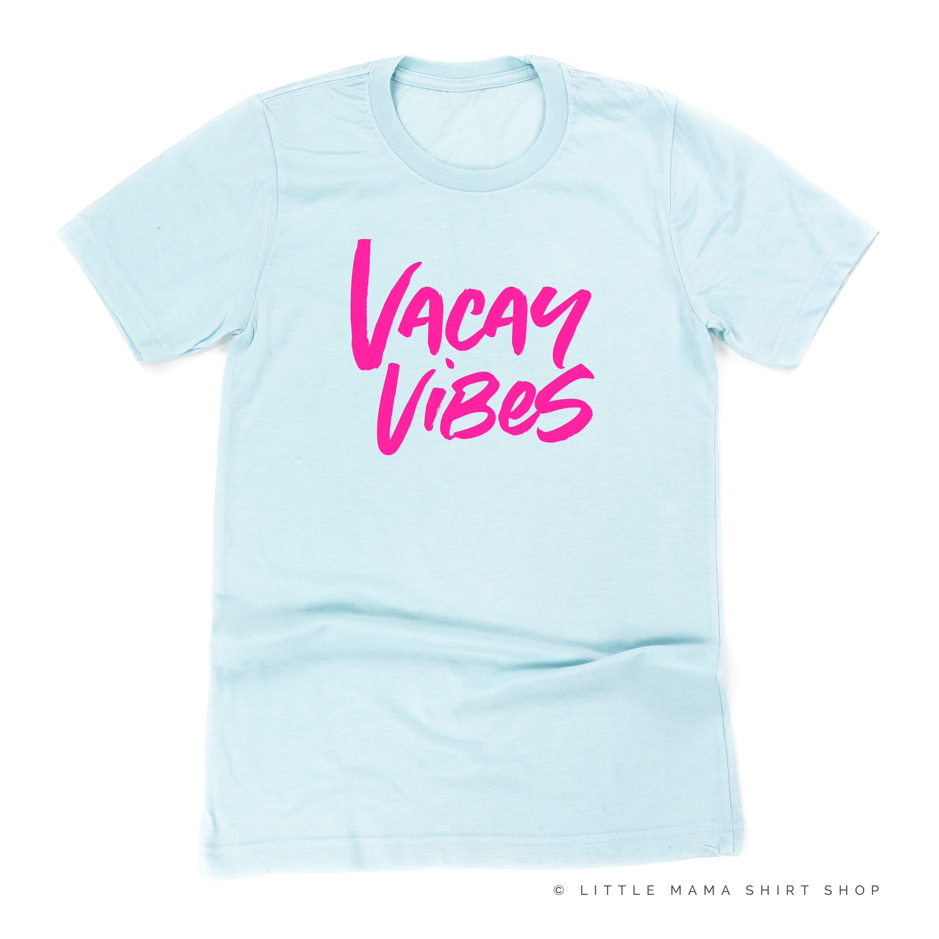 Vacay Vibes (Neon) w/ 2 Palm Trees (back) - Unisex Tee - Image 4