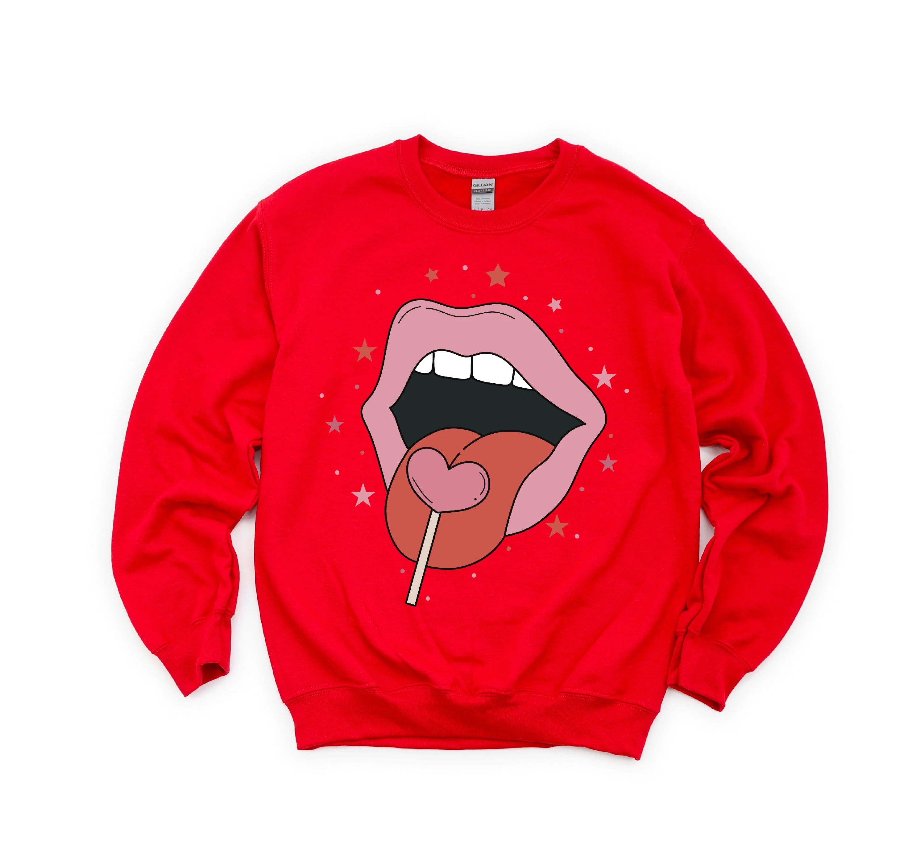Valentine's Day Lips With Heart Lollipop - Basic Fleece - Image 5
