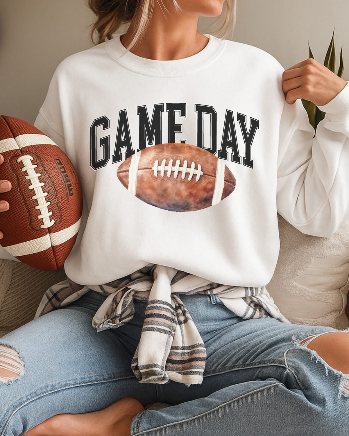 Watercolor Football - Game Day - BASIC Fleece - Image 2