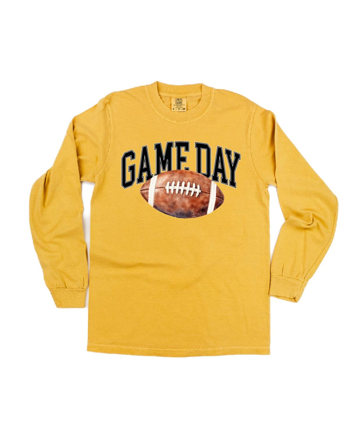 Watercolor Football - Game Day - LONG SLEEVE Comfort Colors Tee - Image 8