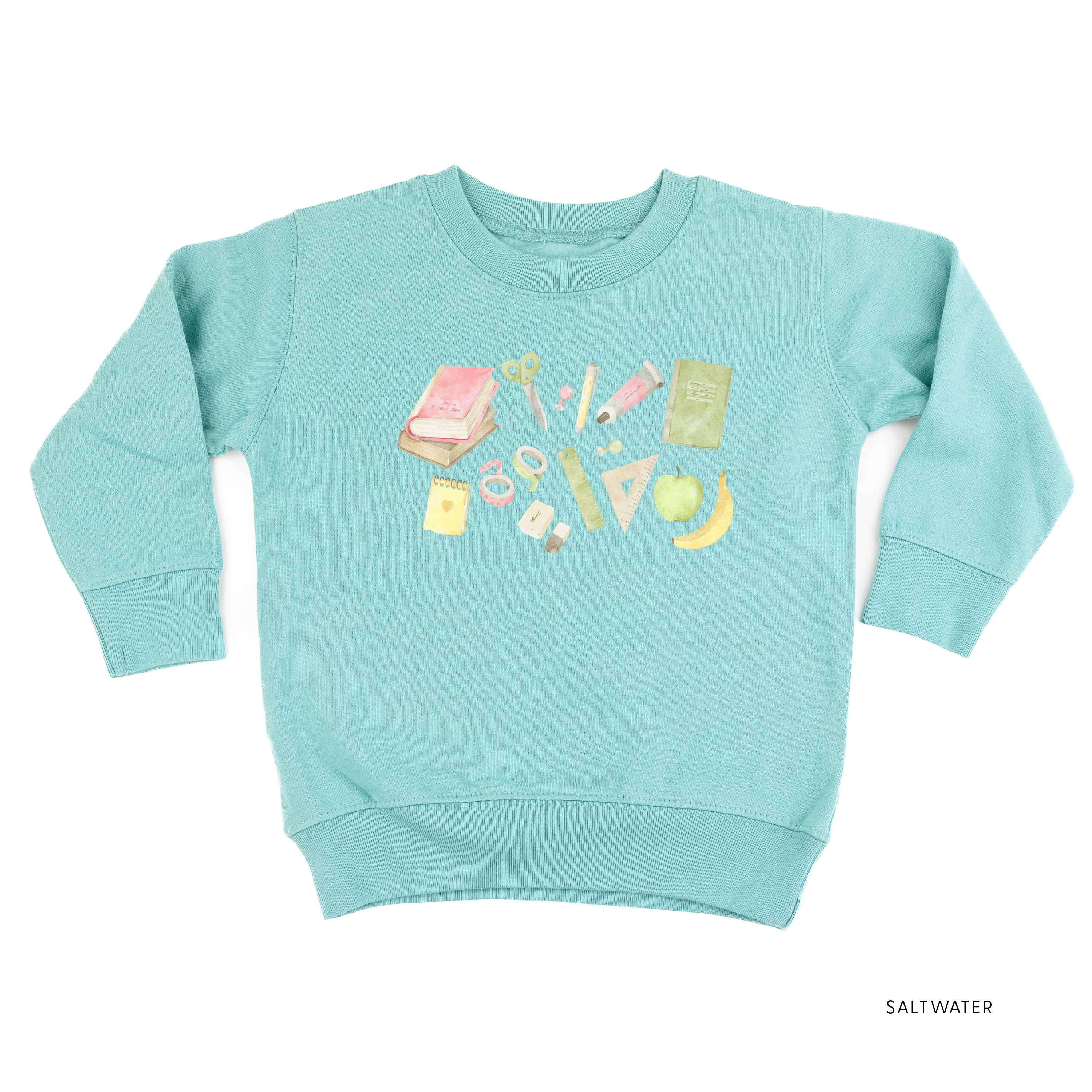 Watercolor School Supplies - Child Sweater - Image 4