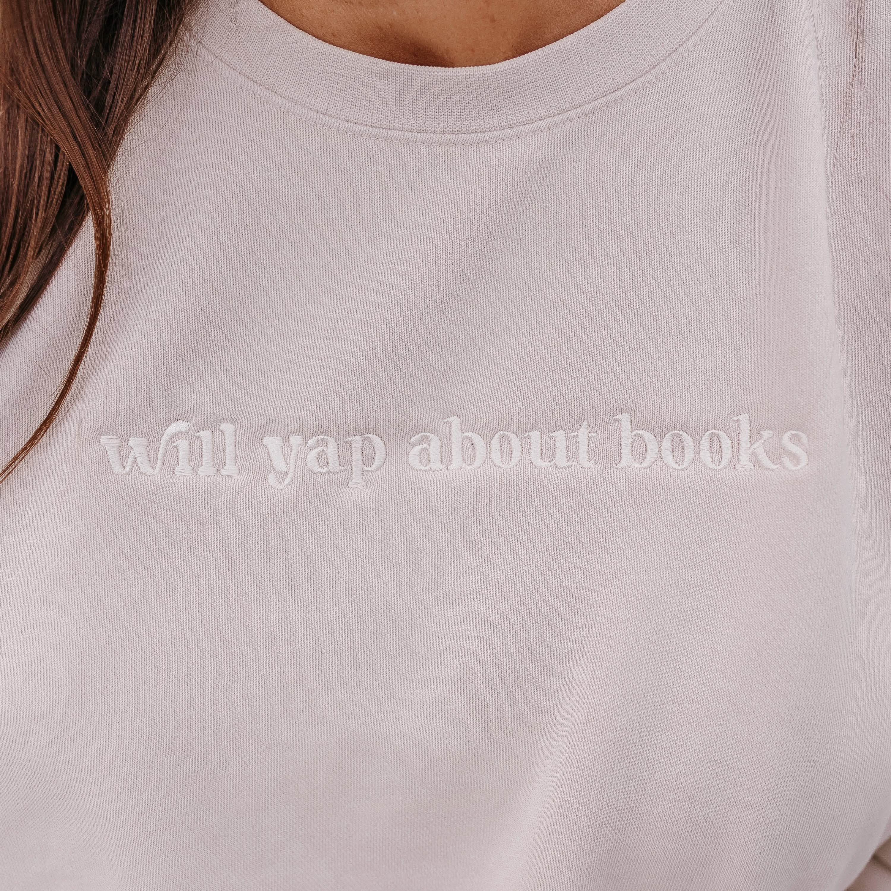 Will Yap About Books - Embroidered Pigment Crewneck - Image 7