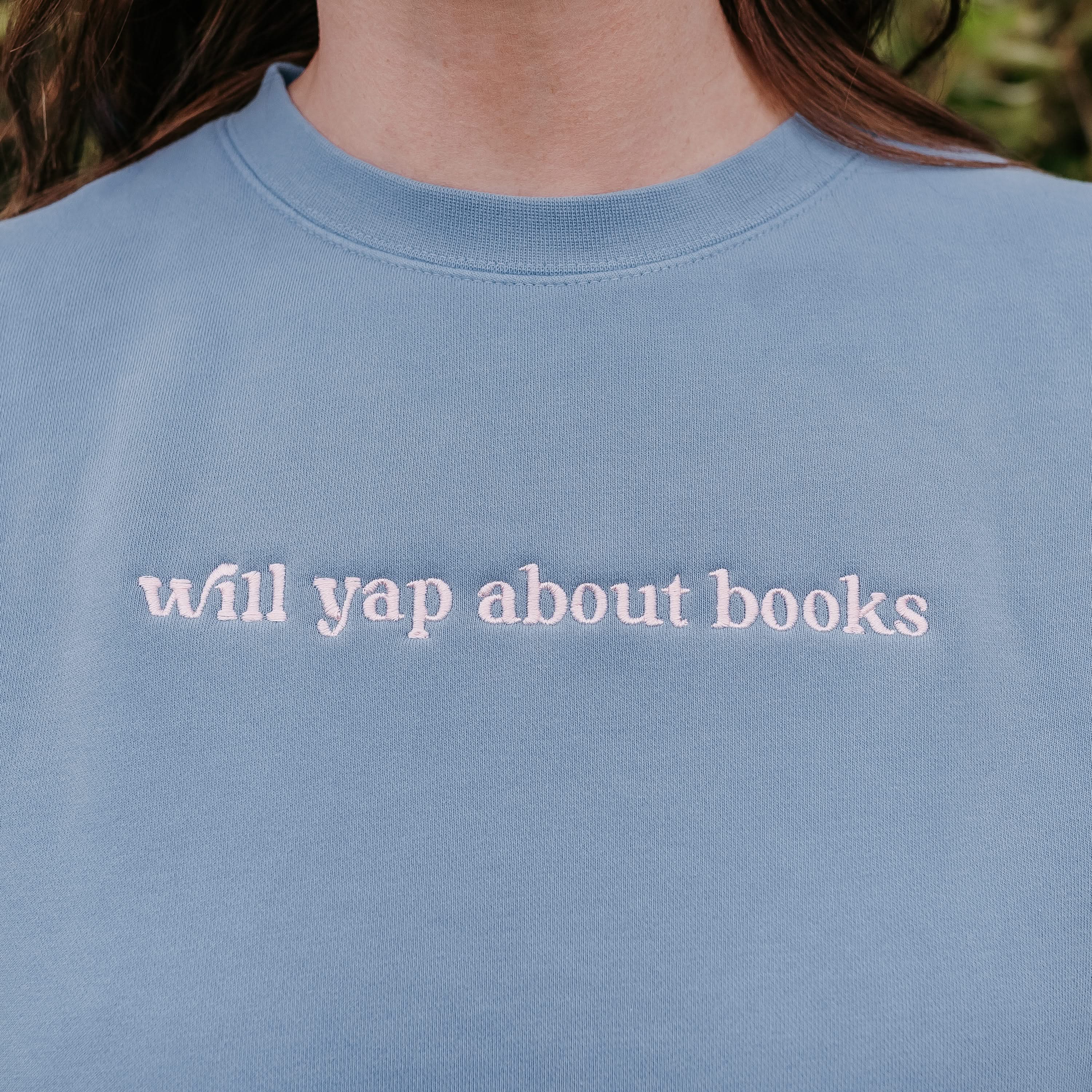 Will Yap About Books - Embroidered Pigment Crewneck - Image 9