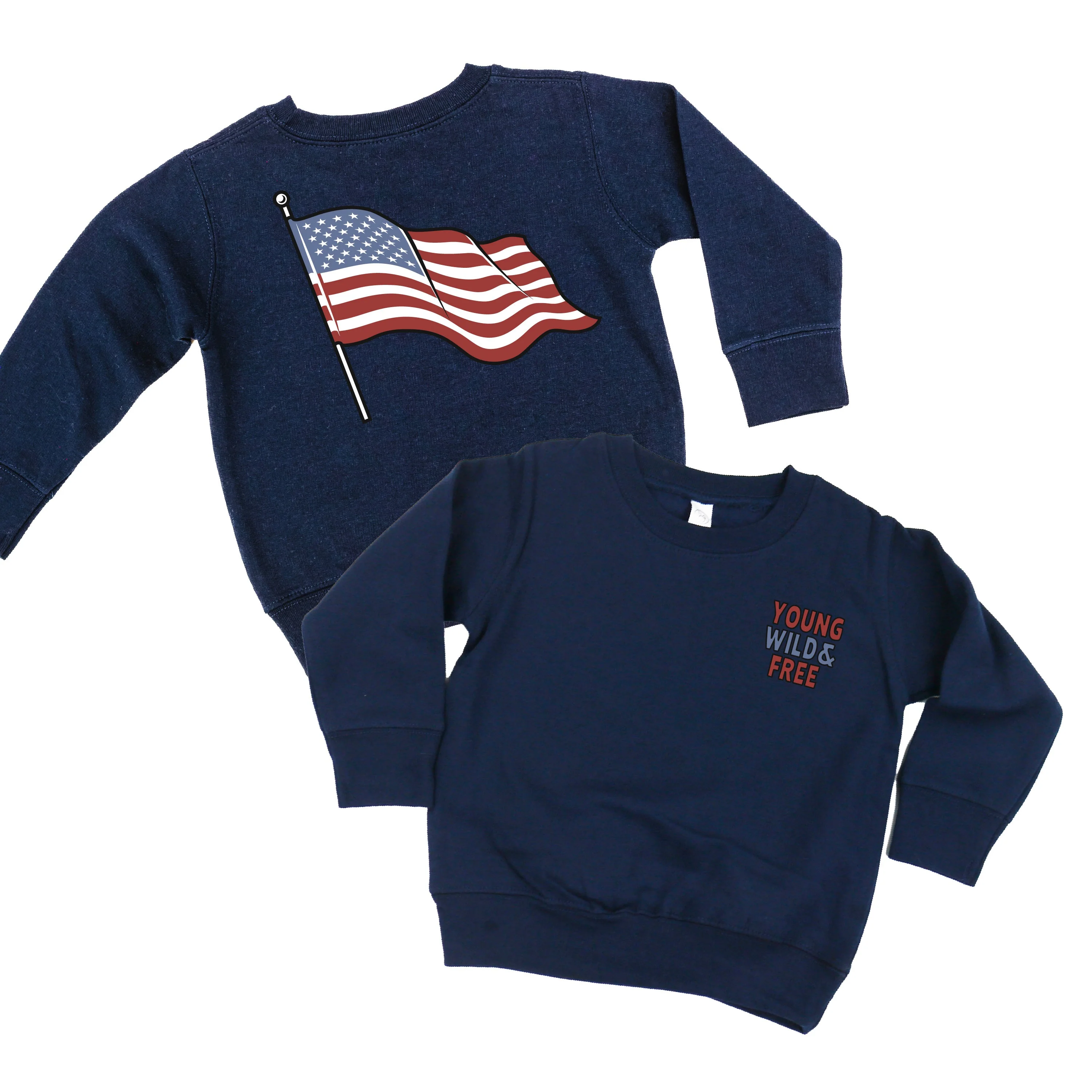 Young Wild & Free - Flag (pf&b) - Child Sweater - Image 4