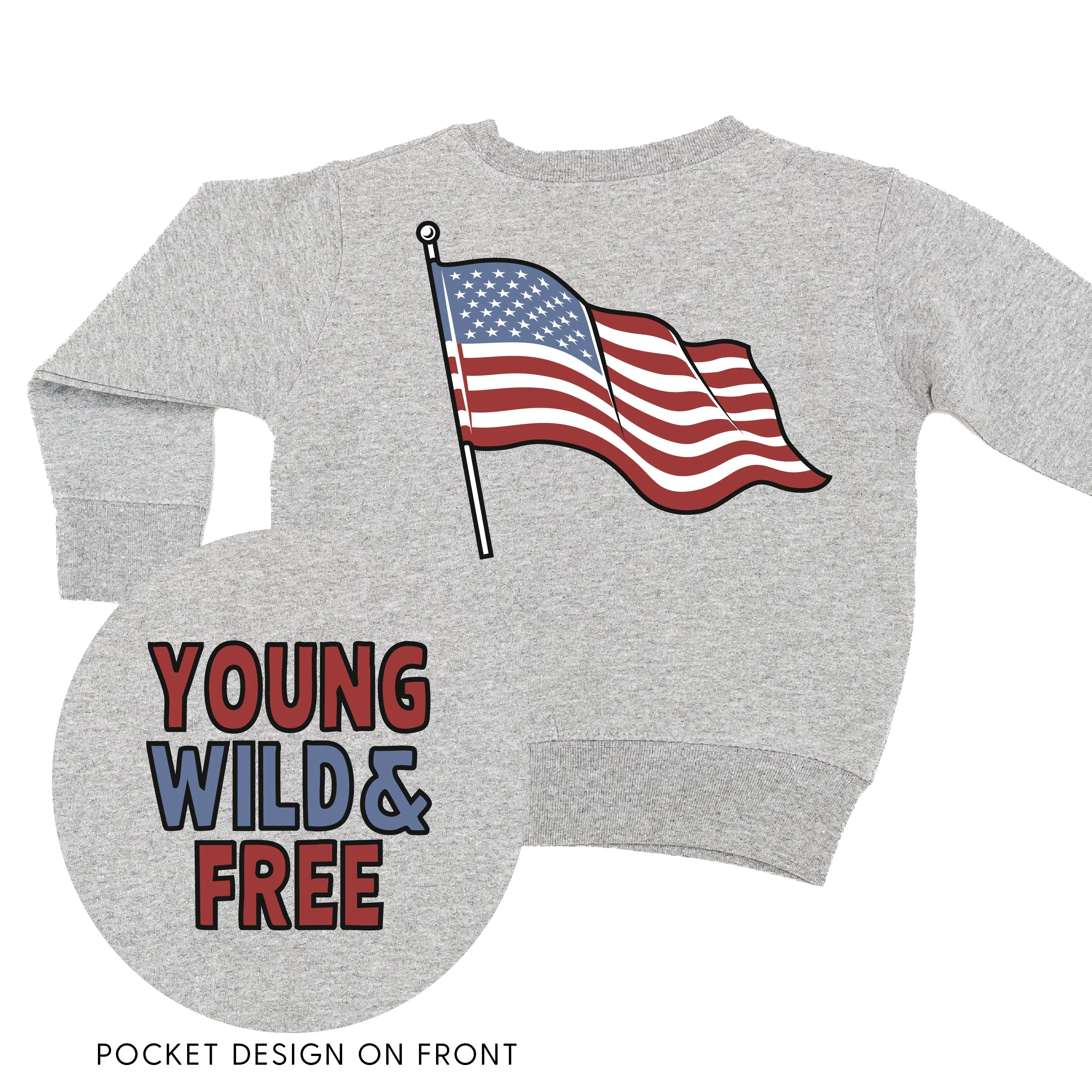 Young Wild & Free - Flag (pf&b) - Child Sweater - Image 5